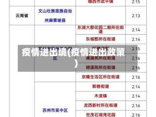 疫情进出境(疫情进出政策)