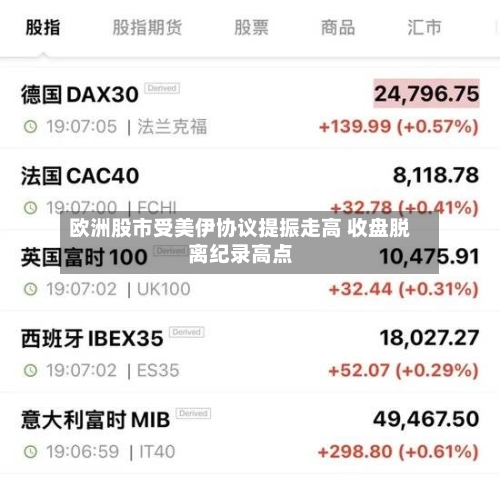 欧洲股市受美伊协议提振走高 收盘脱离纪录高点-第1张图片